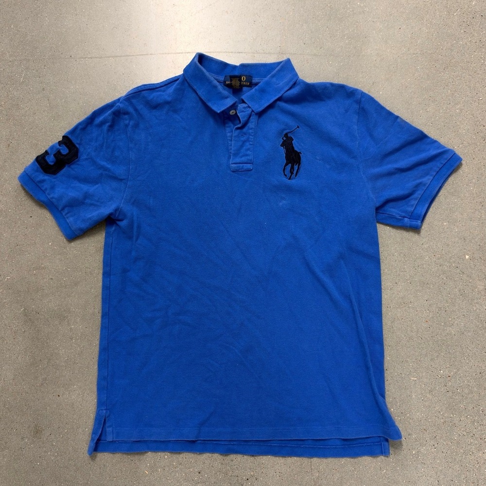 Polo Ralph Lauren Kids XL 18-20 Blue Big Pony Short Sleeve Polo Shirt 3 Patch